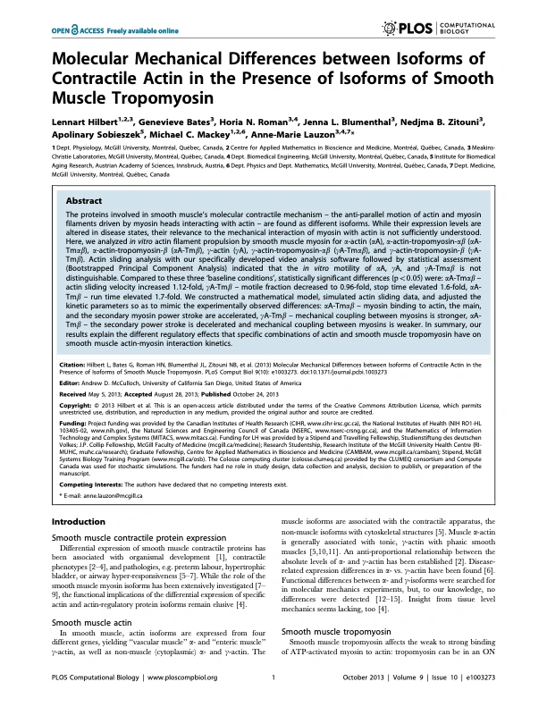 First page of Hilbert et al., PLOS Computational Biology (2013), the existing LabOmni test document.